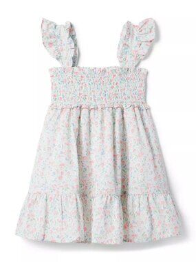 Janie and Jack The Emily Smocked Cotton Sundress Girls Size 2T White Floral